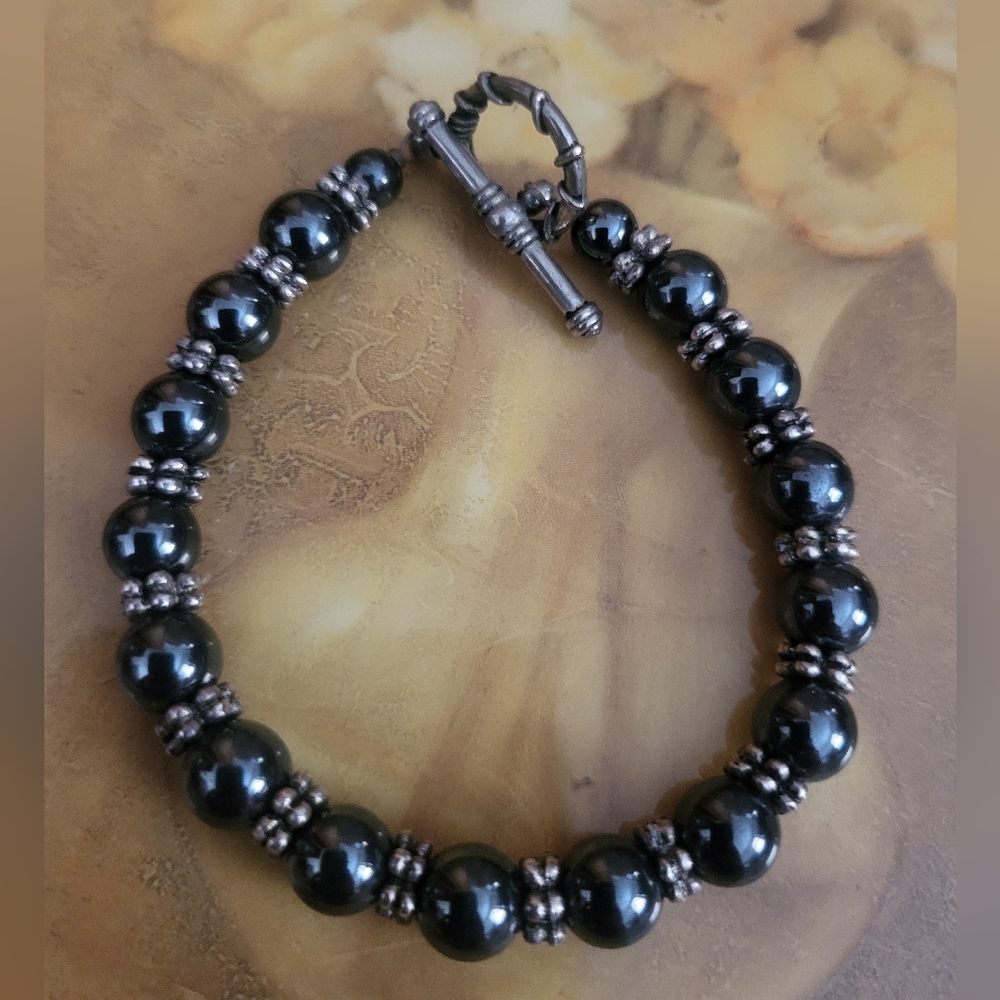 Black and Silver Beaded Bracelet